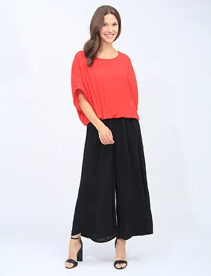 Chic Crinkle Flowy Wide Leg Pant With Elastic Waist Band By Froccella