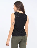 Classic Eyelet Detail Keyhole Neckline SleevelessTop By Mandy Evans