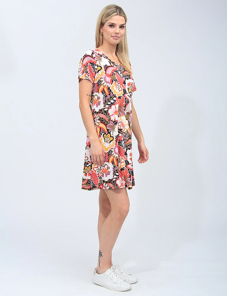 Chic Floral Short-sleeved Dress By Amani Couture