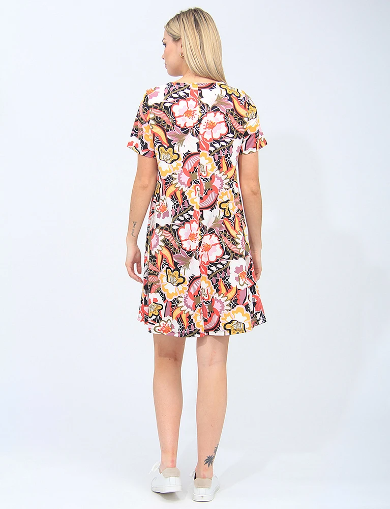 Chic Floral Short-sleeved Dress By Amani Couture