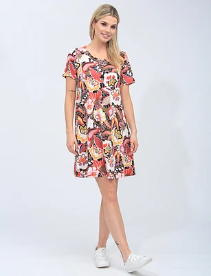 Chic Floral Short-sleeved Dress By Amani Couture