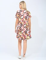 Chic Floral Short-sleeved Dress By Amani Couture