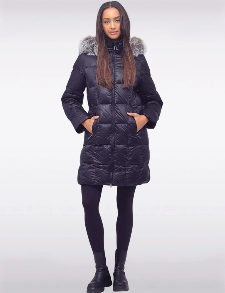 Detachable Genuine Fur Hooded Lightweight Down-Filled Coat by Frandsen