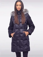 Detachable Genuine Fur Hooded Lightweight Down-Filled Coat by Frandsen