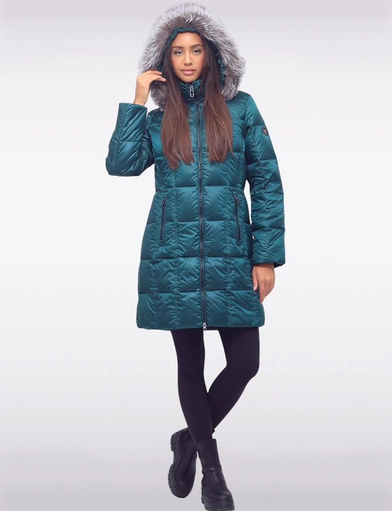 Detachable Genuine Fur Hooded Lightweight Down-Filled Coat by Frandsen