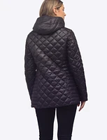 Linda Vegan Diamond Quilted Lightweight Puffer with Detachable Hood by Saki