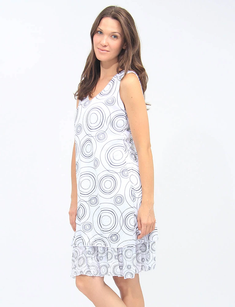 Sleeveless V-neck Two-tier Circle Dress By Tango Mango