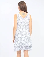 Sleeveless V-neck Two-tier Circle Dress By Tango Mango