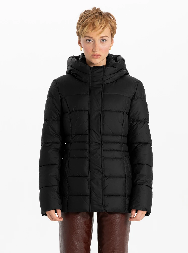 Classic Vegan High Collar Pillow Neck Long Puffer Jacket by Point Zero