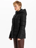 Classic Vegan High Collar Pillow Neck Long Puffer Jacket by Point Zero