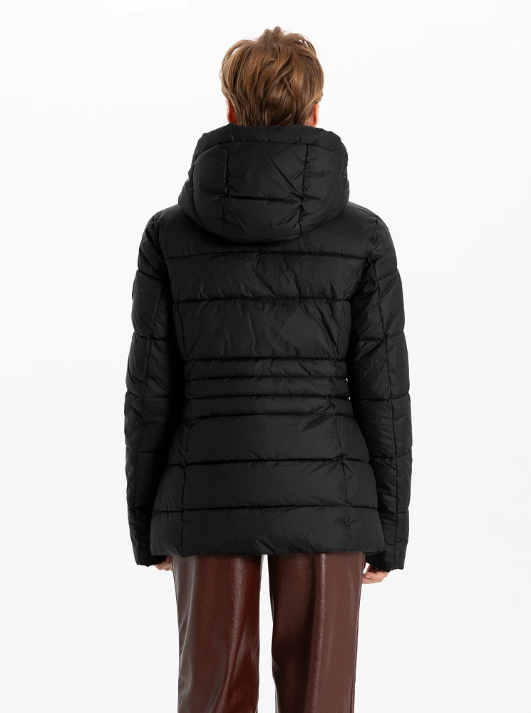 Classic Vegan High Collar Pillow Neck Long Puffer Jacket by Point Zero