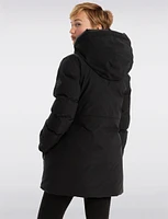 Mid-Length Eco-Down Vegan Hooded Parka With High Collar by Point Zero