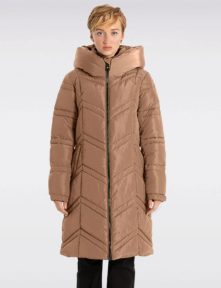 Vegan Zip Hooded Maxi Eco Down Polyfill Puffer Coat by Point Zero