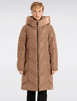 Vegan Zip Hooded Maxi Eco Down Polyfill Puffer Coat by Point Zero