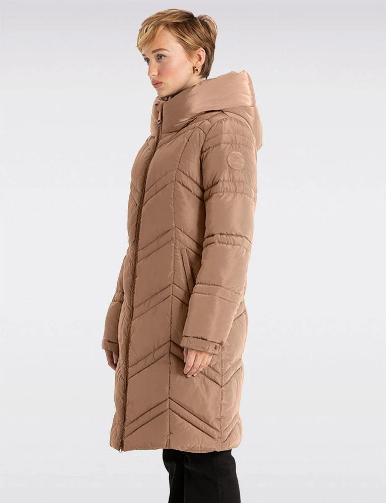 Vegan Zip Hooded Maxi Eco Down Polyfill Puffer Coat by Point Zero