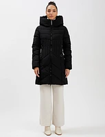 Eco Down Mid-Length Vegan Puffer Coat with Attached Hood by Point Zero