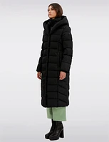 Maxi Vegan Eco Down High Collar Hooded Puffer Coat by Point Zero