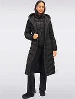 Maxi Vegan Eco Down High Collar Hooded Puffer Coat by Point Zero