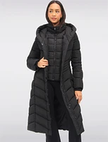 Maxi Vegan Eco Down High Collar Hooded Puffer Coat by Point Zero