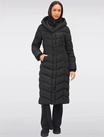 Maxi Vegan Eco Down High Collar Hooded Puffer Coat by Point Zero