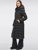 Maxi Vegan Eco Down High Collar Hooded Puffer Coat by Point Zero