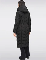 Maxi Vegan Eco Down High Collar Hooded Puffer Coat by Point Zero