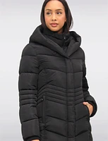 Maxi Vegan Eco Down High Collar Hooded Puffer Coat by Point Zero