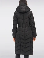 Maxi Vegan Eco Down High Collar Hooded Puffer Coat by Point Zero