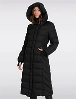 Maxi Vegan Eco Down High Collar Hooded Puffer Coat by Point Zero