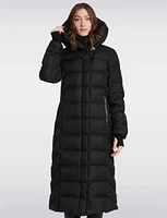 Maxi Vegan Eco Down High Collar Hooded Puffer Coat by Point Zero