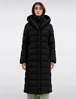 Maxi Vegan Eco Down High Collar Hooded Puffer Coat by Point Zero