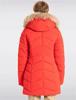 Sustainable Zip-Off Hooded Eco-Down Puffer Jacket Faux Fur Trim  by Point Zero