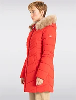 Sustainable Zip-Off Hooded Eco-Down Puffer Jacket Faux Fur Trim  by Point Zero