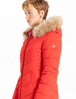 Sustainable Zip-Off Hooded Eco-Down Puffer Jacket Faux Fur Trim  by Point Zero