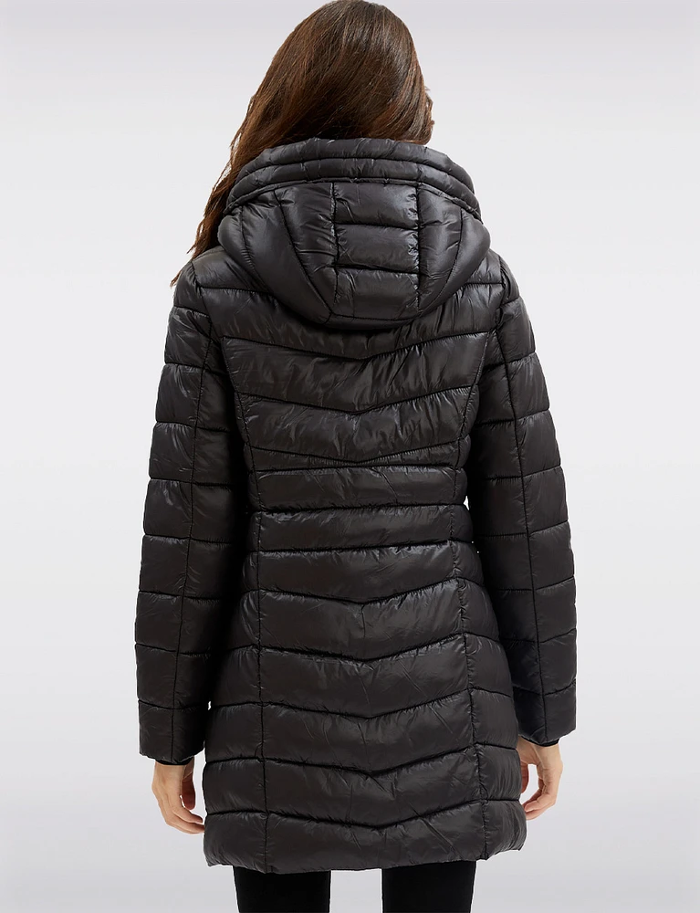 Vegan Quilted Lightweight Puffer Jacket With Hood by Point Zero