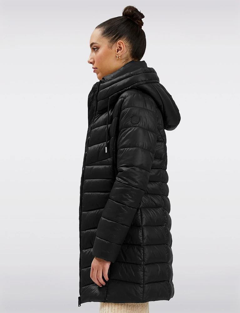 Vegan Quilted Lightweight Puffer Jacket With Hood by Point Zero