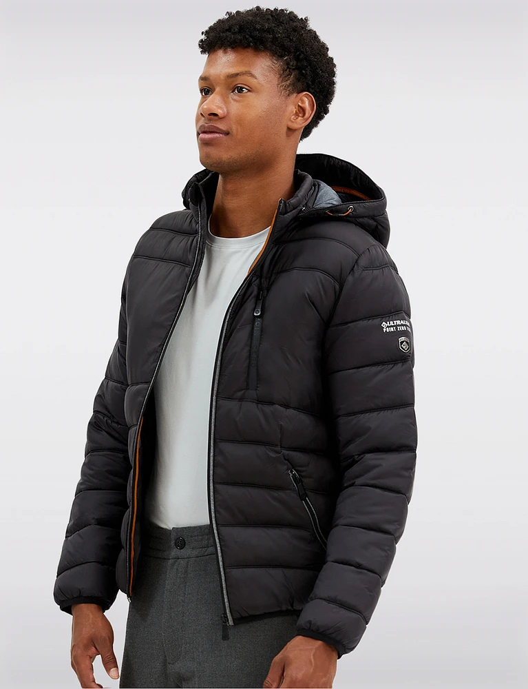 Vegan Lightweight Packable Hooded Puffer Jacket by Point Zero