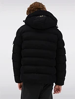 Recycled Vegan Micro-Corduroy Nylon Hooded Puffer Jacket by Point Zero