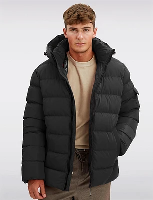 Vegan Quilted Puffer Jacket with Detachable Hood by Point Zero