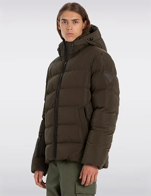 Vegan Quilted Puffer Jacket with Detachable Hood by Point Zero