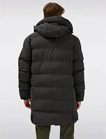 Vegan Long Eco-Down Puffer Jacket with Detachable Padded Hood by Point Zero