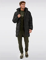 Vegan Long Eco-Down Puffer Jacket with Detachable Padded Hood by Point Zero