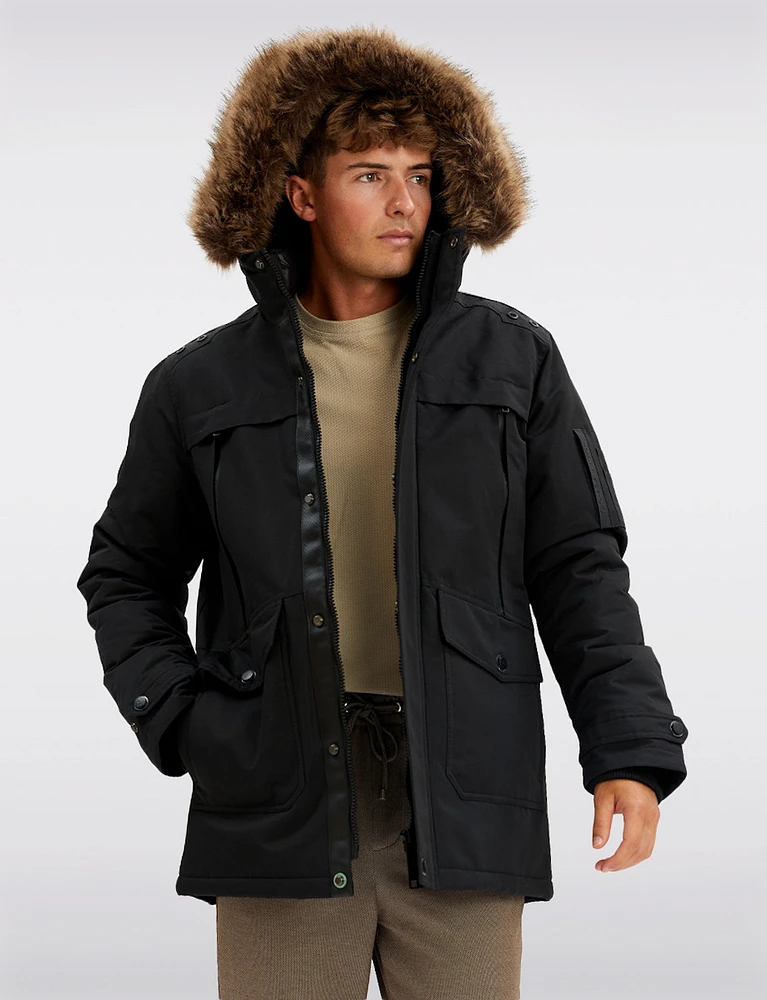 Vegan Down Weatherproof Hooded Parka Jacket by Point Zero