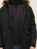 Eco-Down Weatherproof Hooded Parka With Detachable Vegan Fur by Point Zero