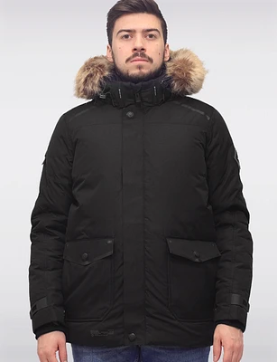 Eco-Down Weatherproof Hooded Parka With Detachable Vegan Fur by Point Zero