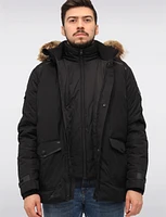 Eco-Down Weatherproof Hooded Parka With Detachable Vegan Fur by Point Zero