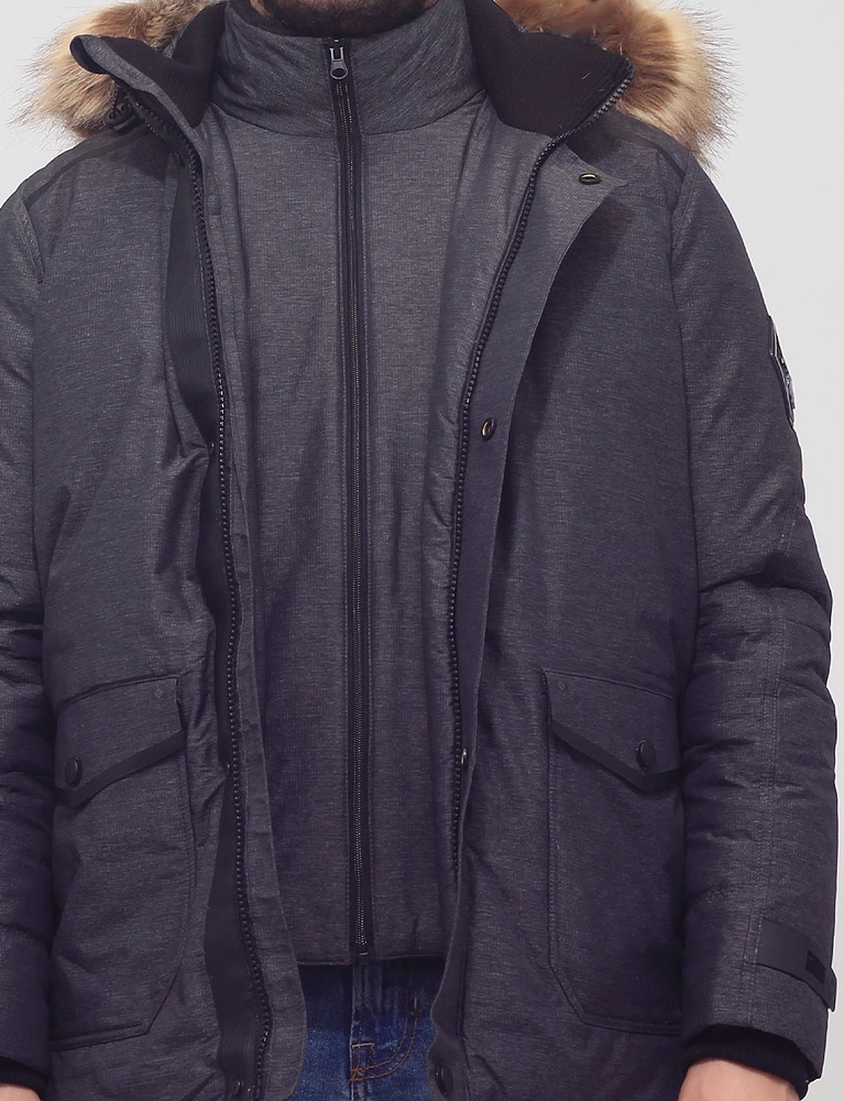 Eco-Down Weatherproof Hooded Parka With Detachable Vegan Fur by Point Zero