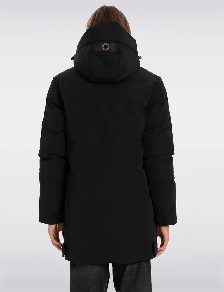 Vegan Eco-Down Long Parka with Detachable Padded Hood by Point Zero