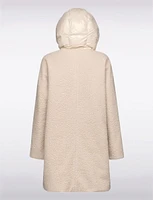 Chic Oversized Bouclé Recycled Down Puffer Hood and Pocket Jacket by Geox