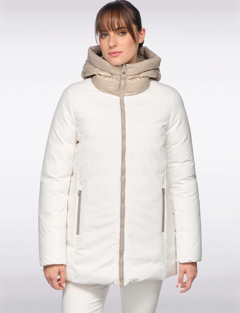 Hooded Reversible EcologicalWARM Down Smooth and Puffer Two-Toned Jacket by Geox